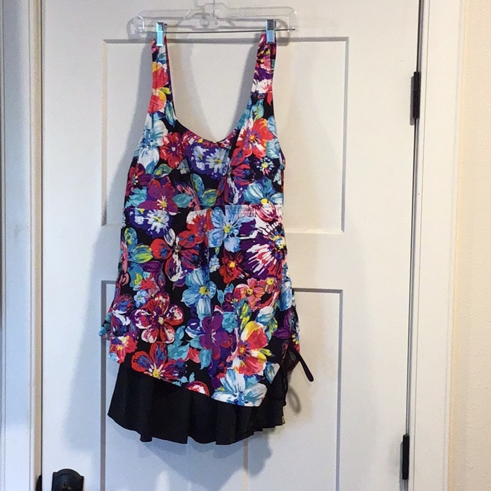 Vibrant tropical floral swim dress